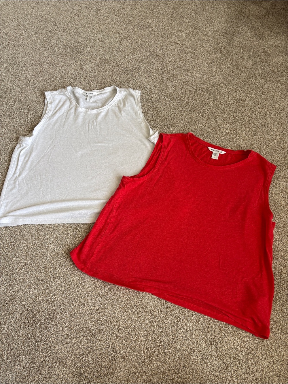 NWOT Athleta Siren Red & White Crop Tank Tops